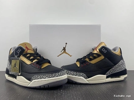 CK9246- Retro SoftTouch 3 3832 Jordan Black Gold Cement 1014